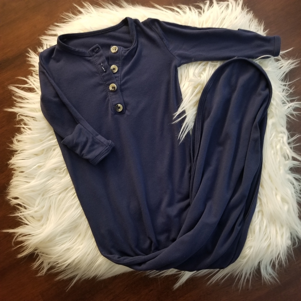 Lou Lou Harvey Knotted Gown 3-9 Month Navy
